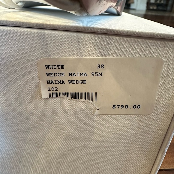 Amina Muaddi Naima Wedge Heels White Excellent condition size 38 retail $790 - Picture 8 of 8